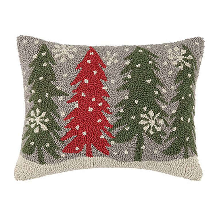 The Holiday Aisle® Brunswick Christmas Tree Hook Wool Lumbar Pillow & Reviews Wayfair